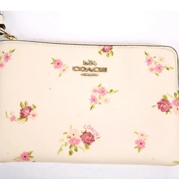 Coach Cream Wristlet with Pink Floral Design - Picture 4 of 5